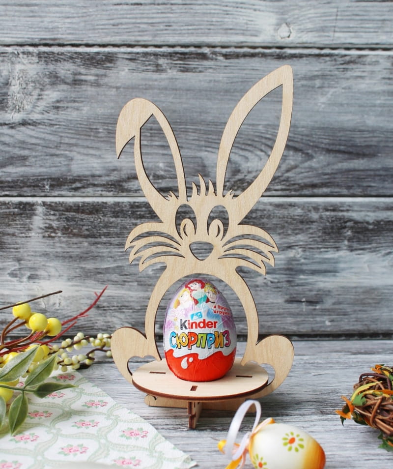 Laser Cut Cute Bunny Easter Egg Holder Free Vector cdr Download - 3axis.co
