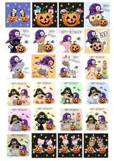 Cute Halloween Character Collection Free Vector