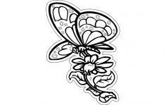 Butterfly With Flower dxf File
