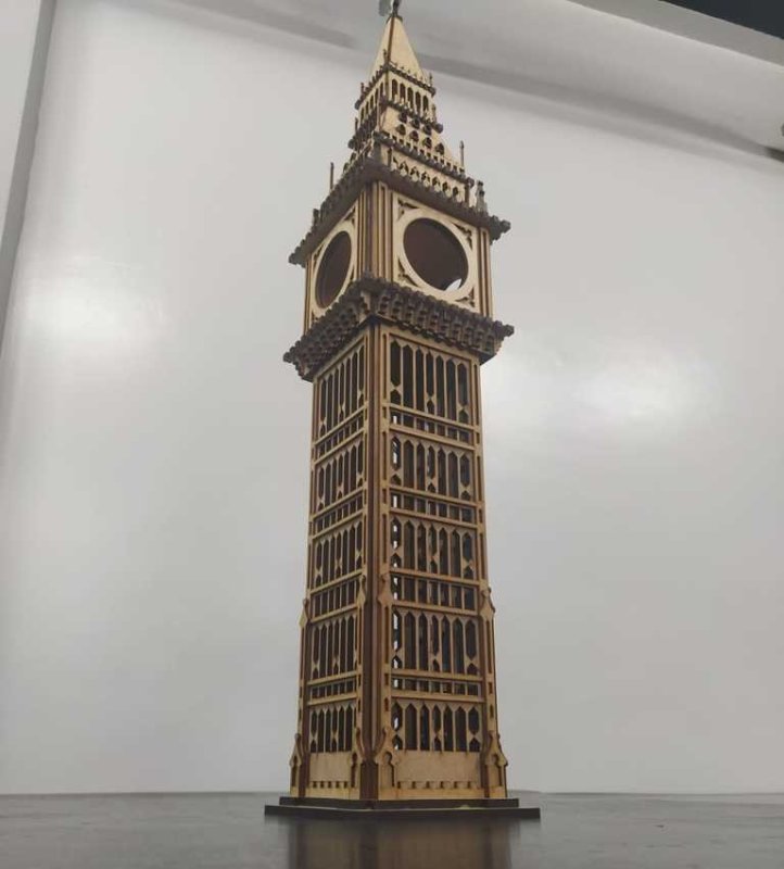Laser Cut Big Ben 3D Puzzle 860mm Free Vector Download - 3axis.co - 3D model önizlemesi