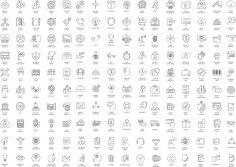 Thin Line Icons Set Free Vector