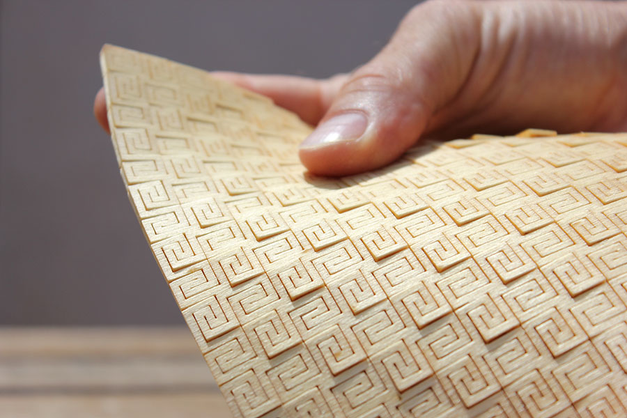 Super flexible laser cut plywood living hinge pattern DXF File Free 