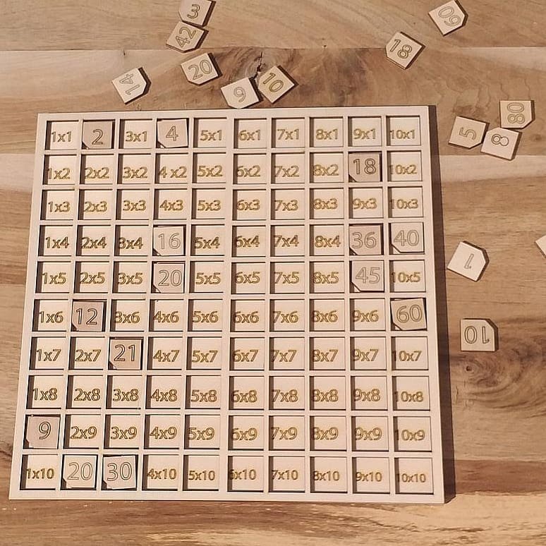 Laser Cut Multiplication Table Montessori Math Wooden Set Free Vector Download - 3axis.co - 3D model önizlemesi