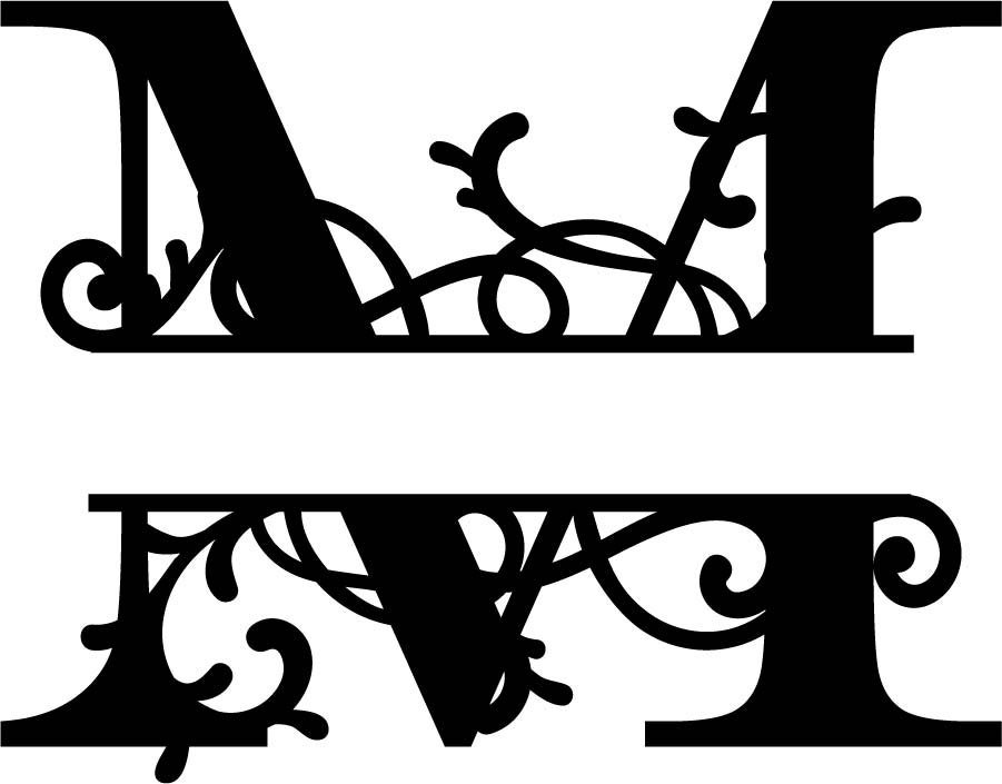 Download Split Monogram Letter M DXF File Free Download - 3axis.co