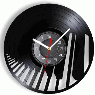 Laser Cut Piano Keyboard Vinyl Record Wall Clock DXF File