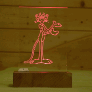 Laser Cut Pink Panther 3D Acrylic Lamp DXF File