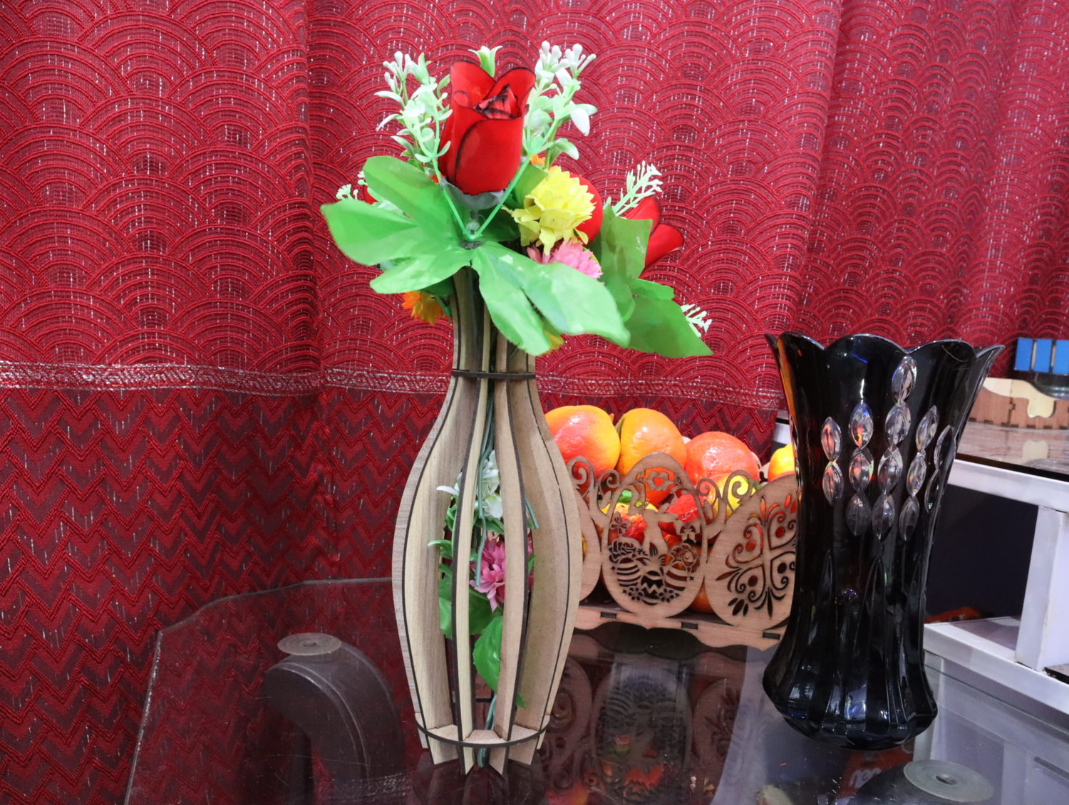 Laser Cut Vase Flower Pot 3mm SVG DXF CDR AI PDF Free Download - 3axis.co - 3D model önizlemesi