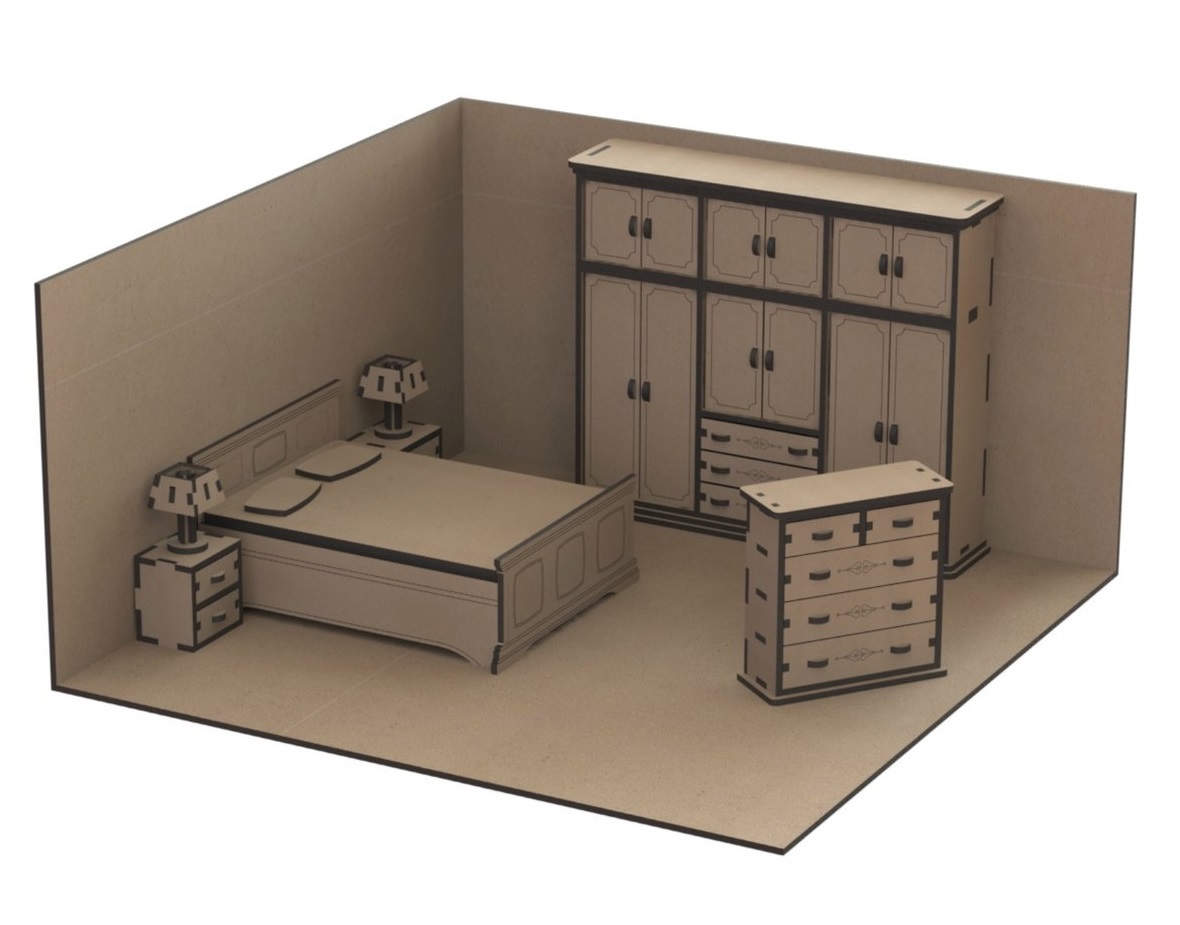 Laser Cut Dollhouse Kit Mini Furniture Free Vector