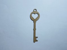 Laser Cut Key Shape With Heart Cutout Free Vector