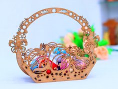 Laser Cut Wooden Easter Basket Free Vector