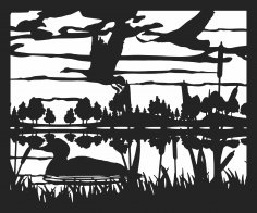 30 X 36 Ducks Geese Lake Trees Plasma Art DXF File