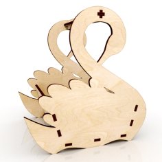 Laser Cut Wooden Swan Flower Box Basket Free Vector