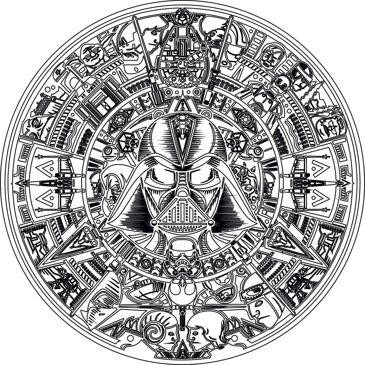 Laser Engraving Star Wars Aztec Calendar Free Vector cdr Download - 3axis.co