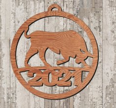 Laser Cut Year Of Bull 2021 Wooden Pendant Free Vector