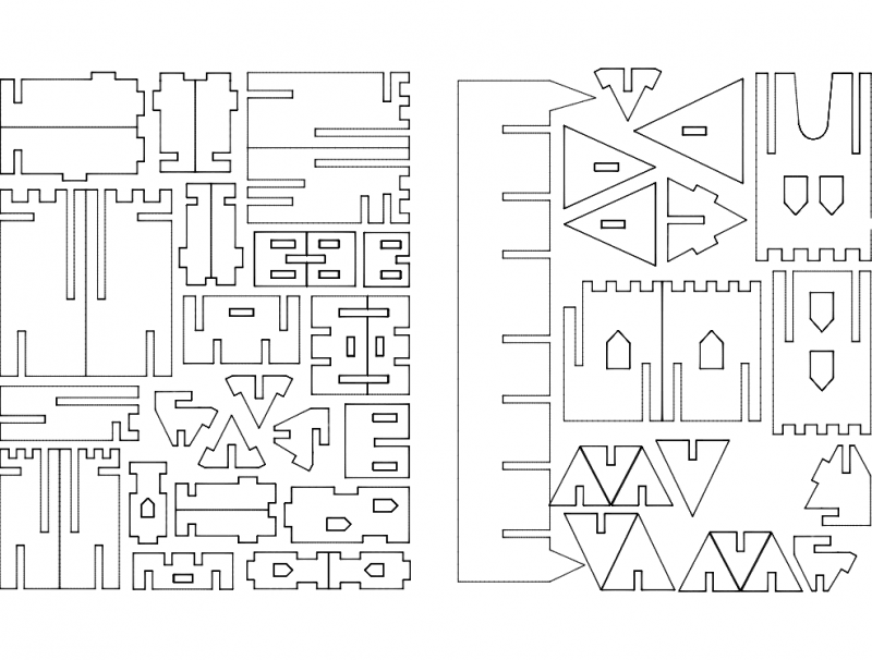 box laser vector File Puzzle Castillo Free dxf   Download 3axis.co 3D