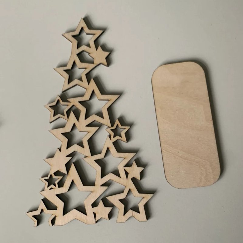 Laser Cut Christmas Tree Made of Stars Free Vector Download - 3axis.co - 3D model önizlemesi