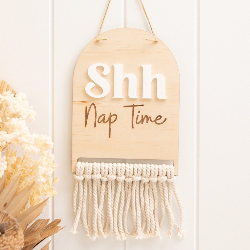 Laser Cut Baby Sleeping Sign Door Hanger Shhh Baby Sleeping Macrame Boho Design Free Vector Download - 3axis.co - 3D model önizlemesi