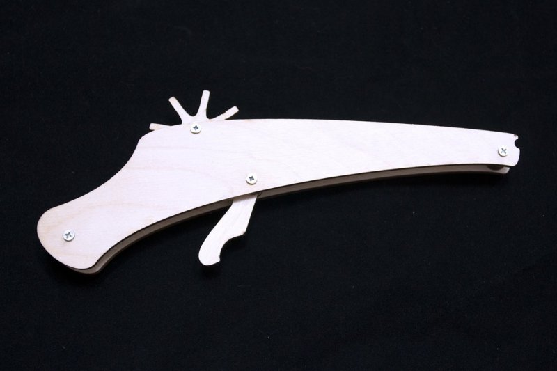 Laser Cut Rubber Band Gun 3mm DXF File Free Download - 3axis.co - 3D model önizlemesi