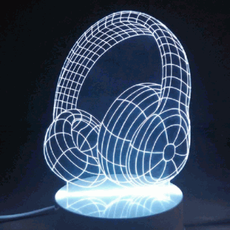 Headphones 3D LED Night Light Free Vector