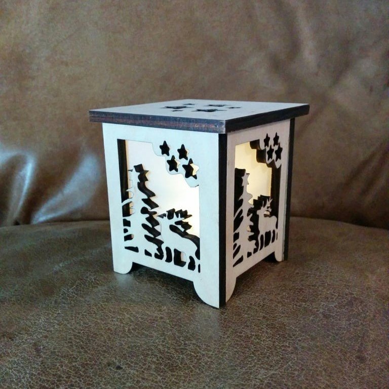 Laser Cut Winter Votive Lantern SVG File Free Download - 3axis.co - 3D model önizlemesi