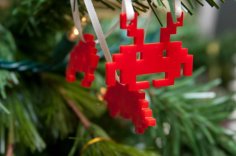 Laser Cut 8bit Space Invader Ornaments