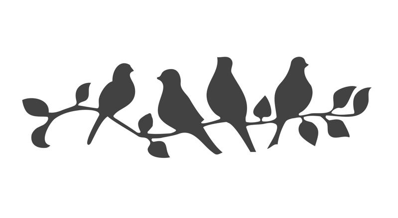 Beautiful Birds on a Branch Stencil Vector Free Vector cdr Download