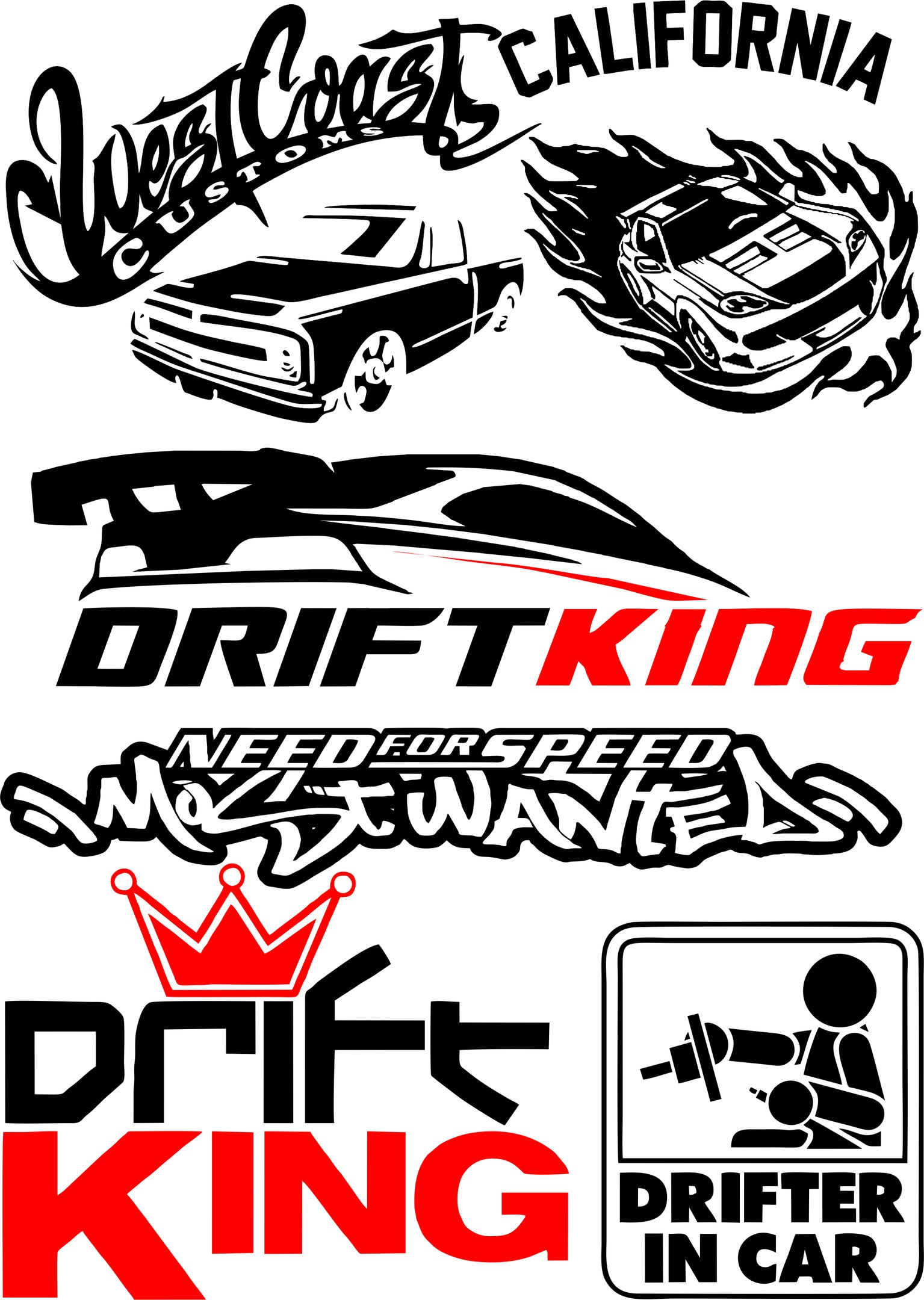 Vinyl stickers Drift in Car Vector Pack Free Vector cdr Download