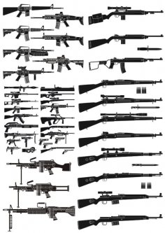 Weapons silhouettes vector pack Free Vector