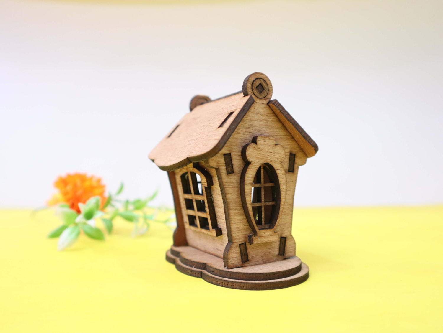 Laser Cut House Shaped Box 3mm Free Vector