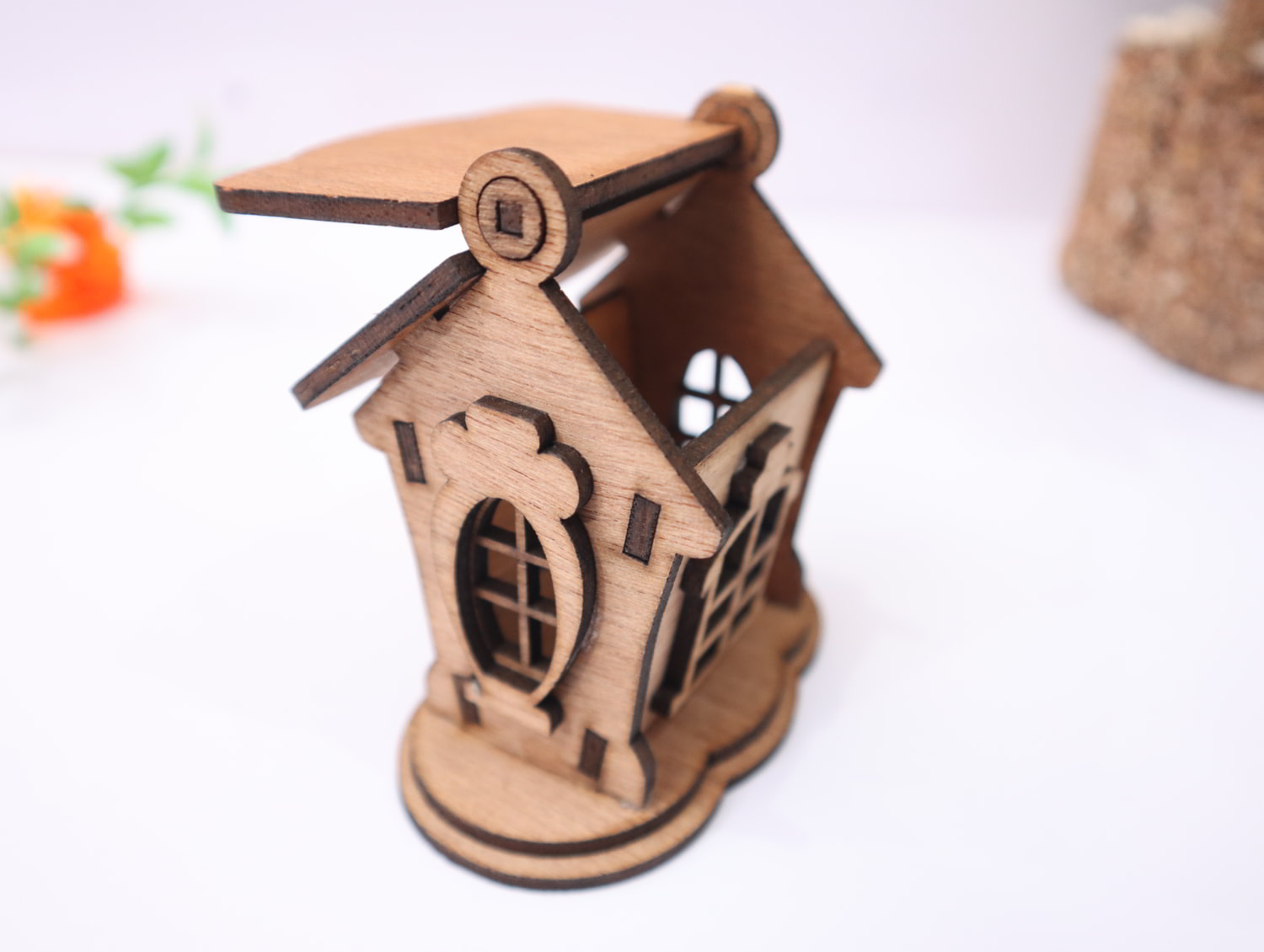 Laser Cut House Shaped Box 3mm Free Vector