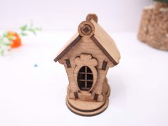 Laser Cut House Shaped Box 3mm Free Vector