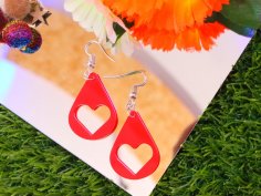 Laser Cut Teardrop Heart Dangle Earrings DXF File