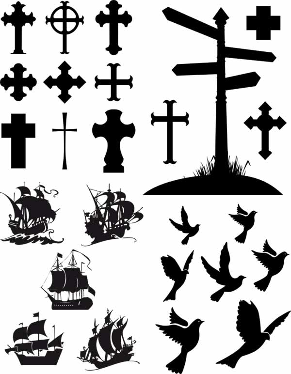 Christian Cross Silhouette (.eps) Free Vector Download 