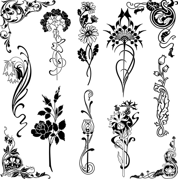 Set Of Floral Designs Illustration Ai Vector File Free Download 3axis Co