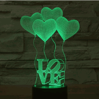 Laser Cut 3D Desk Lamp Love Balloons Acrylic Night Light Free Vector