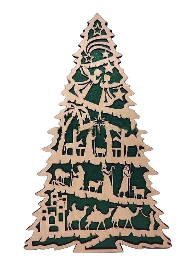 Laser Cut Nativity Tree With Stand Free Vector