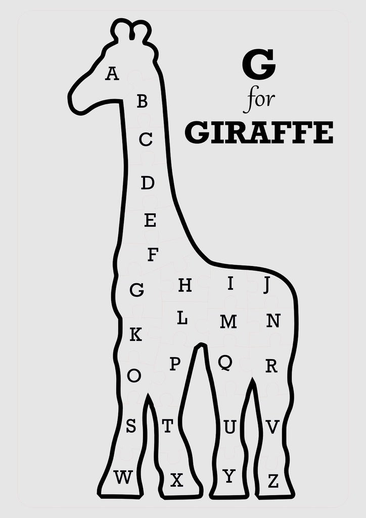 Laser Cut Alphabet Giraffe Puzzle For Kids Acrylic 3mm SVG File