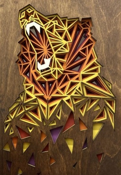 Laser Cut Bear Wall Decor Geometric Layered Art Free Vector