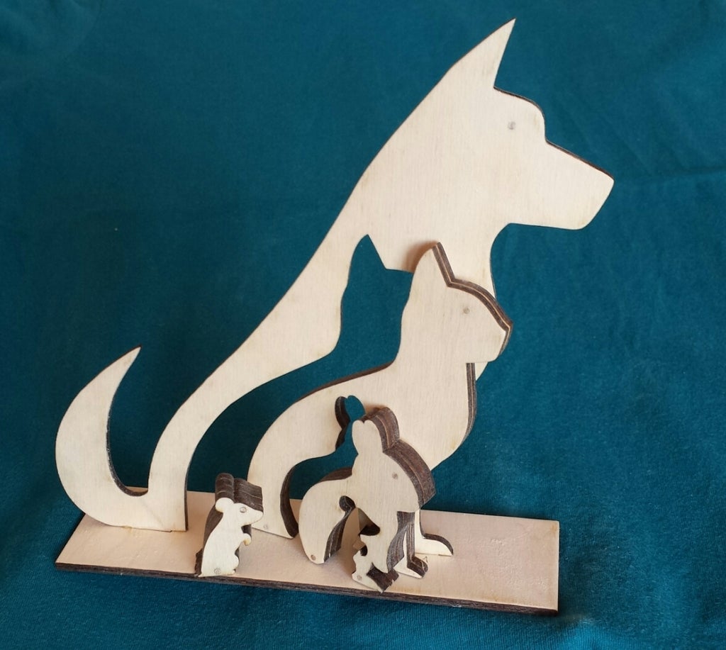 Laser Cut Animal Silhouette Dog Cat Rabbit Mouse SVG File