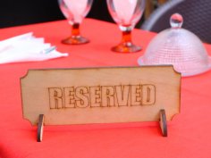 Laser Cut Reserved Table Top Sign Free Vector