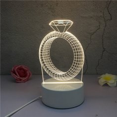 Laser Cut Diamond Ring 3D Illusion Lamp Free Vector