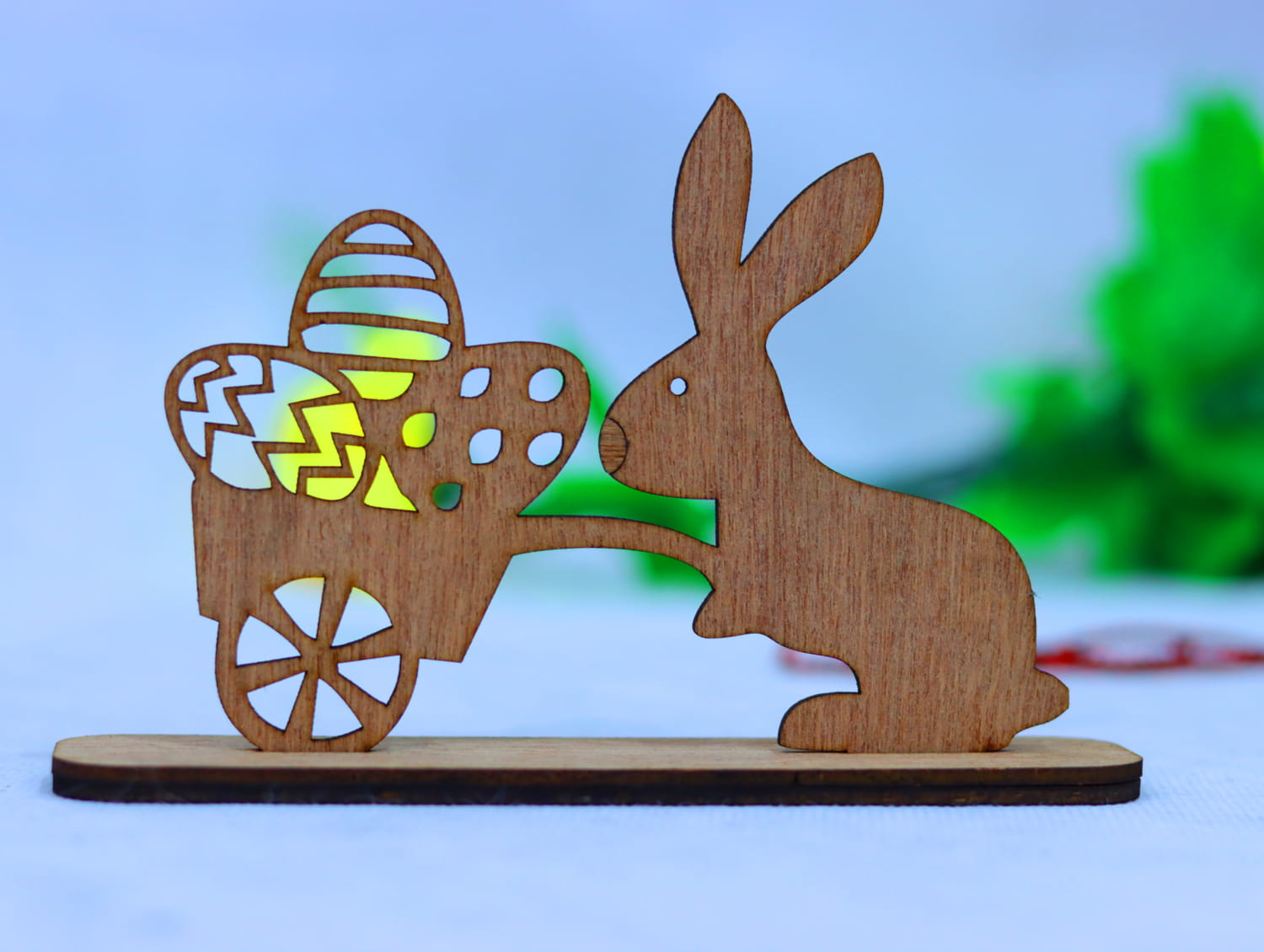 Laser Cut Wooden Easter Bunny Table Decor 3mm Free Vector