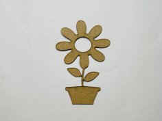 Laser Cut Sunflower Pot Shape Wood Craft Cutout Free Vector