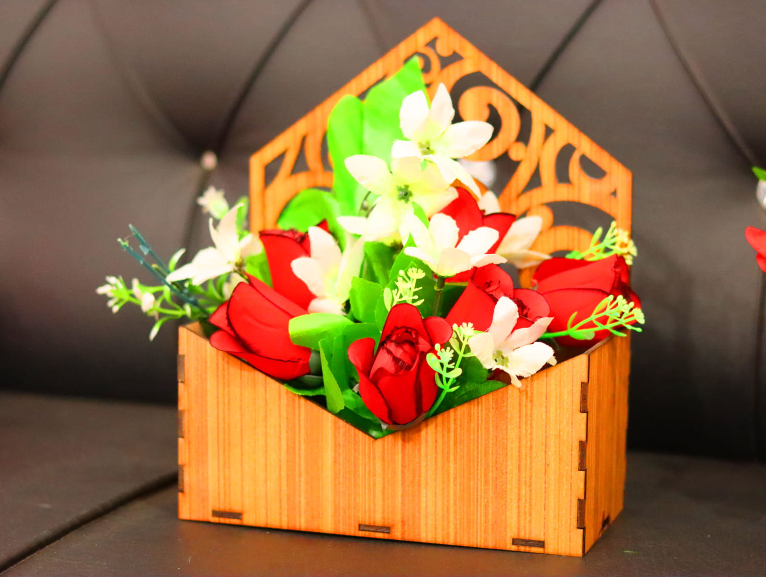 Laser Cut Wood Flower Basket 3mm Free Vector