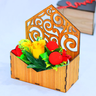 Laser Cut Wood Flower Basket 3mm Free Vector