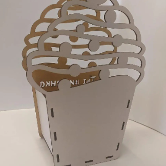 Laser Cut Cupcake Shaped Gift Box Basket Free Vector