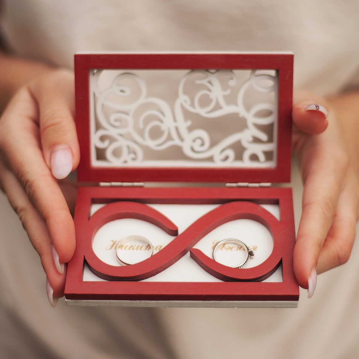 Laser Cut Wedding Ring Box Couple Ring Box Free Vector