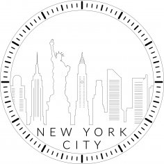 Laser Cut New York Skyline Wall Clock Template Free Vector