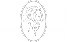 Horse Head in Oval Frame dxf File