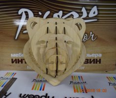 Laser Cut 3D Bear Head Wall Decor Free Vector
